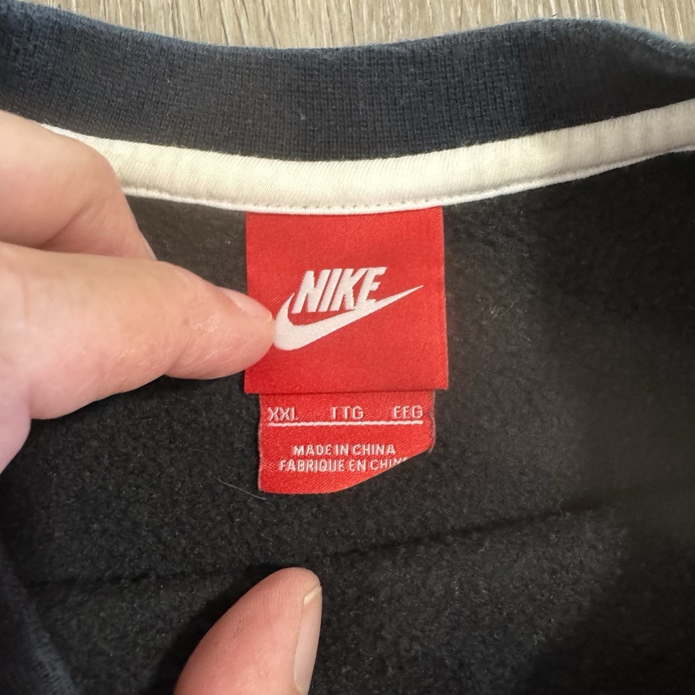 Vintage‎ Y2K Nike Black Big Swoosh Pullover Fleece Sweatshirt Size XXL - Picture 3 of 7